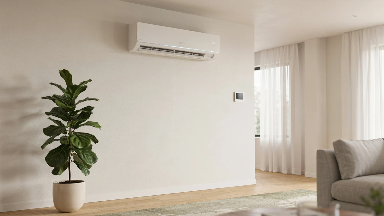 Wall-mounted ductless mini-split unit installed in a Monroe, VA living room
